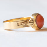 Ägyptischer Vintage-Ring aus 18 Karat Gelbgold mit orangefarbenen Korallen und Papyrusblättern, 80er Jahre