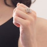 Vintage-Diamantring aus 18 Karat Gelb- und Weißgold im Art-Déco-Stil (Mitte ca. 0.15 ct)