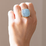 Vintage Ring in 9K Gelbgold mit Aquamarin (ca. 21.80ct), 60er/70er Jahre