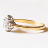 Anello vintage in oro giallo e in oro bianco 18K con diamanti di taglio brillante (0.18ctw ca.), anni ‘80