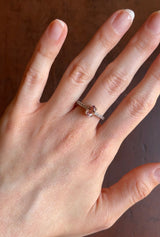 Vintage-Ring aus 9-karätigem Gelb- und Weißgold mit Morganit (ca. 0.60 ct) und weißen Zirkonen, 70er/80er Jahre