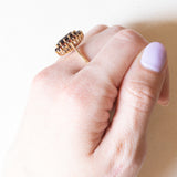 Vintage 18 Karat Gelbgold-Granat-Gänseblümchen-Ring, 60er Jahre