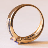 Vintage Ring aus 9 Karat Gelbgold mit Tansanit, Saphir und Diamant, 70er Jahre