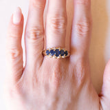 Vintage Ring aus 14 Karat Gelb- und Weißgold mit Saphiren und Diamanten, 60er Jahre