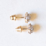 Vintage-Ohrringe aus 14-karätigem Gelbgold und Weißgold mit Diamanten im Brillantschliff (ca. 0.24 ctw), 60er/70er Jahre