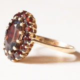 Vintage 18 Karat Gelbgold-Granat-Gänseblümchen-Ring, 60er Jahre