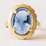 Vintage-Ring aus 18-karätigem Gelbgold mit Achat-Kamee, 50er/60er Jahre