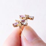 Vintage-Blumenohrringe aus 9-karätigem Gelbgold mit blauem Topas, rosa Turmalin, Citrin, Amethyst und grünem Turmalin, 80er Jahre
