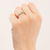 Drei Vintage-Ringe aus 14-karätigem Gelbgold mit Rubin (ca. 0.15 ct), Smaragd (0.15 ct), Saphir (ca. 0.20 ct) und Diamanten (ca. 0.30 ct), 70er Jahre