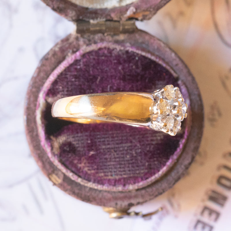 Anello vintage in oro giallo e in oro bianco 14K con diamanti di taglio brillante (0.30ctw ca.), anni ‘60