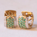 Vintage Creolen aus 9 Karat Gelb- und Weißgold mit Peridot und Diamanten, 70er Jahre