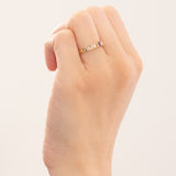 Drei Vintage-Ringe aus 14-karätigem Gelbgold mit Rubin (ca. 0.15 ct), Smaragd (0.15 ct), Saphir (ca. 0.20 ct) und Diamanten (ca. 0.30 ct), 70er Jahre