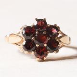 Vintage 9K Gelbgold Granat Gänseblümchen Ring, 90er Jahre