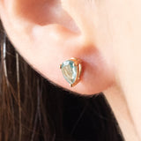 Vintage-Ohrringe mit Lichtpunkten aus 10-karätigem Gelbgold mit Aquamarinen