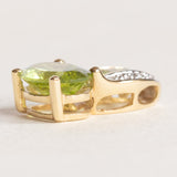 Vintage-Anhänger aus 14 Karat Gelbgold und Weißgold mit Peridot (ca. 2.75 ctw) und Diamant, 70er/80er Jahre