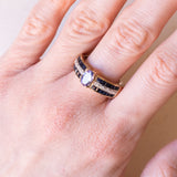 Vintage Ring aus 9 Karat Gelbgold mit Tansanit, Saphir und Diamant, 70er Jahre