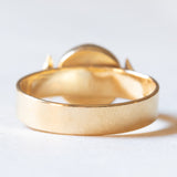 Ägyptischer Vintage-Ring aus 18 Karat Gelbgold mit orangefarbenen Korallen und Papyrusblättern, 80er Jahre