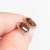 Vintage-Ohrringe aus 9-karätigem Gelbgold mit Granaten, 80er Jahre