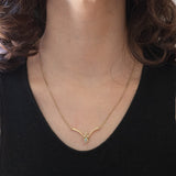 Vintage-Halskette aus 14-karätigem Gelbgold mit Opal (ca. 0.10 ct) und Diamanten (ca. 0.03 ctw), 70er Jahre