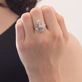 Vintage-Diamantring aus 18 Karat Gelb- und Weißgold im Art-Déco-Stil (Mitte ca. 0.15 ct)