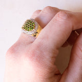 Vintage Ring aus 14 Karat Gelb- und Weißgold mit Peridot und Diamanten, 70er Jahre