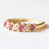 Vintage 18 Karat Gelbgold Ring mit Rubinen und Diamanten, 70er Jahre