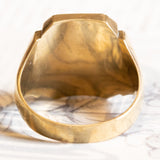 Vintage 8K Yellow Gold Heliotrope (Bloodstone) Signet Ring, 50s/60s