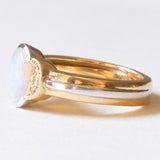 Vintage-Ring aus 18-karätigem Gelb- und Weißgold mit Opal (ca. 0.90 ct) und Diamanten im Brillantschliff (ca. 0.06 ctw), 70er Jahre