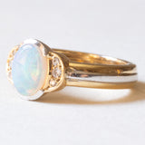 Vintage-Ring aus 18-karätigem Gelb- und Weißgold mit Opal (ca. 0.90 ct) und Diamanten im Brillantschliff (ca. 0.06 ctw), 70er Jahre