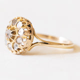 Gänseblümchen-Ring, umgewandelt aus einem antiken Ohrring aus 18 Karat Gelbgold mit Diamanten im Rosenschliff