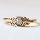 Antiker Diamant-Solitär im Brillantschliff aus 14 Karat Gelbgold und Silber, 20er/30er Jahre