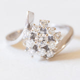 Vintage Gänseblümchenring aus 14 Karat Weißgold mit Diamanten (ca. 0.65 ctw), 70er Jahre