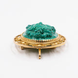 Vintage-Anhänger/Brosche aus 18 Karat Gelbgold mit Malachit-Kamee, 60er Jahre