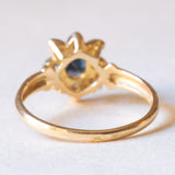 Vintage-Gänseblümchenring aus 18-karätigem Gelb- und Weißgold mit Saphiren (ca. 0.50 ct) und Diamanten (ca. 0.04 ctw), 60er Jahre