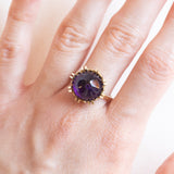 Vintage 14K Gelbgold Amethyst Ring im Cabochonschliff, 60er/70er Jahre