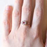 *RESERVADO* Anel margarida vintage em ouro branco 14K (aproximadamente 0.18 quilates) e diamantes lapidação brilhante (aproximadamente 0.35 quilates), década de 70