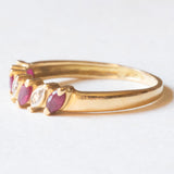 Vintage 18 Karat Gelbgold Ring mit Rubinen und Diamanten, 70er Jahre