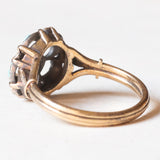 Antiker Ring aus 18 Karat Gelbgold und Silber mit einem zentralen Diamanten im Rosenschliff, Türkisen und Perlen, Anfang des 900. Jahrhunderts