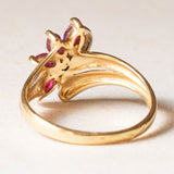 Vintage-Ring aus 18 Karat Gelbgold und Weißgold mit synthetischem Rubin und Diamant, 60er/70er Jahre