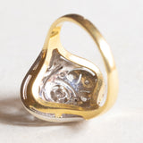 Vintage-Diamantring aus 18 Karat Gelb- und Weißgold im Art-Déco-Stil (Mitte ca. 0.15 ct)