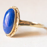 Vintage-Ring aus 9-karätigem Gelbgold mit Lapislazuli, 50er/60er Jahre