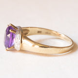 Vintage-Ring aus 9-karätigem Gelbgold und Weißgold mit Amethyst (ca. 1 Karat) und Diamanten, 60er/70er Jahre