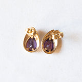 Vintage 14K Gelb- und Weißgold-Tropfenohrringe mit Amethyst und Diamant, 60er/70er Jahre