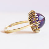 Vintage 14K Gelbgold Amethyst Ring im Cabochonschliff, 60er/70er Jahre