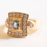 Vintage-Ring aus 18-karätigem Gelbgold mit Topas (ca. 0.40 ct) und Diamanten im Brillantschliff (ca. 0.20 ctw), 60er/70er Jahre