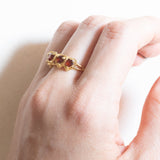 Vintage-Granatring aus 18-karätigem Gelbgold mit Herzschliff, 80er Jahre