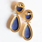 Vintage-Tropfenohrringe aus 18 Karat Gelbgold mit Lapislazuli, 60er Jahre