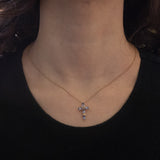 Vintage 9K Gelbgold Tansanit Kreuz Anhänger, 80er/90er Jahre