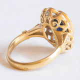 Vintage-Gänseblümchenring aus 18-karätigem Gelbgold mit Saphir (ca. 3.20 ct) und Diamanten im Brillantschliff (ca. 1.40 ctw), 60er Jahre