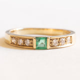 Drei Vintage-Ringe aus 14-karätigem Gelbgold mit Rubin (ca. 0.15 ct), Smaragd (0.15 ct), Saphir (ca. 0.20 ct) und Diamanten (ca. 0.30 ct), 70er Jahre